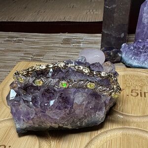 FAS Gold Vermeil Sterling Silver Yellow Opal XO Kisses Hugs
Tennis Bracelet 7in